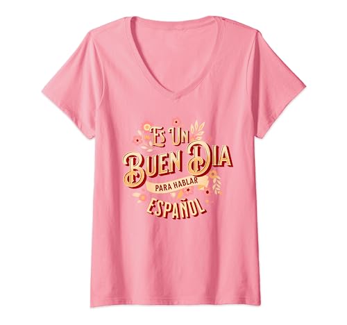 Damen Niedlich Spanisch Lehrer Un Buen Dia Para Hablar Español Groovy T-Shirt mit V-Ausschnitt Damen Niedlich Spanisch Lehrer Un Buen Dia Para Hablar Español Groovy T-Shirt mit V-Ausschnitt von Spanish Teacher Un Buen Dia Para Hablar Español