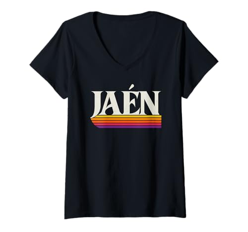 Damen Jaen Spanien Retro - Jaén Andalucía España T-Shirt mit V-Ausschnitt Damen Jaen Spanien Retro - Jaén Andalucía España T-Shirt mit V-Ausschnitt von Spanish Throwbacks