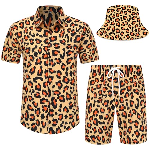 Spanoous Hawaii-Hemden und Shorts für Herren, lustige Hawaii-Hemden für Herren, Strand-Outfit-Sets mit Eimerhüten, Farbe: 04., Medium Spanoous Hawaii-Hemden und Shorts für Herren, lustige Hawaii-Hemden für Herren, Strand-Outfit-Sets mit Eimerhüten, Farbe: 04., Medium von Spanoous