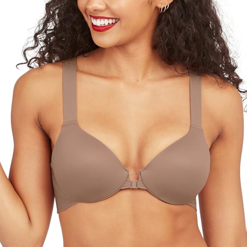 SPANX Smooth Bra-Llelujah! Leicht gefütterter Vollschalen-T-Shirt-BH, Frontverschluss, Strumpfwaren hinten, smarte Stretch-Träger, Cafe au Lait, 70A von Spanx