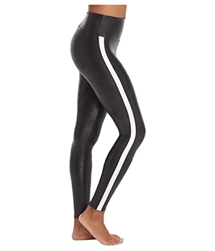 SPANX Kunstleder-Streifen-Leggings,Schwarz (Black/White),M von Spanx