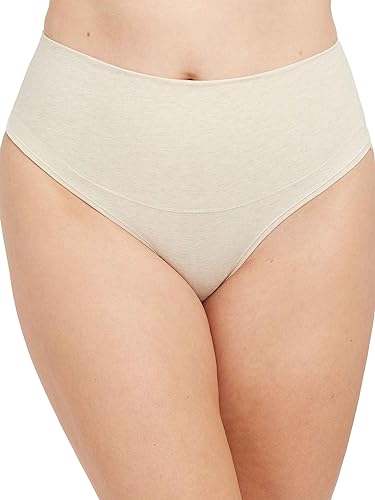 Spanx Damen Cotton Comfort Thong, Damen Unterwäsche Thongs , Heather Oatmeal, L von Spanx