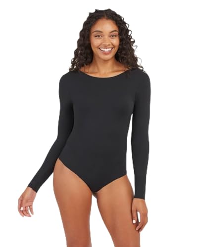 Spanx Damen Scoop Neck Long Sleeves Bodysuit Shapewear Ganzkörper-Body, Classic Black, M von Spanx