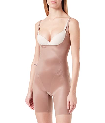 Spanx Damen Thinstincts 2.0 Open-Bust Mid-Thigh Bodysuit Shapewear Ganzkörper-Body, Café Au Lait, L von Spanx