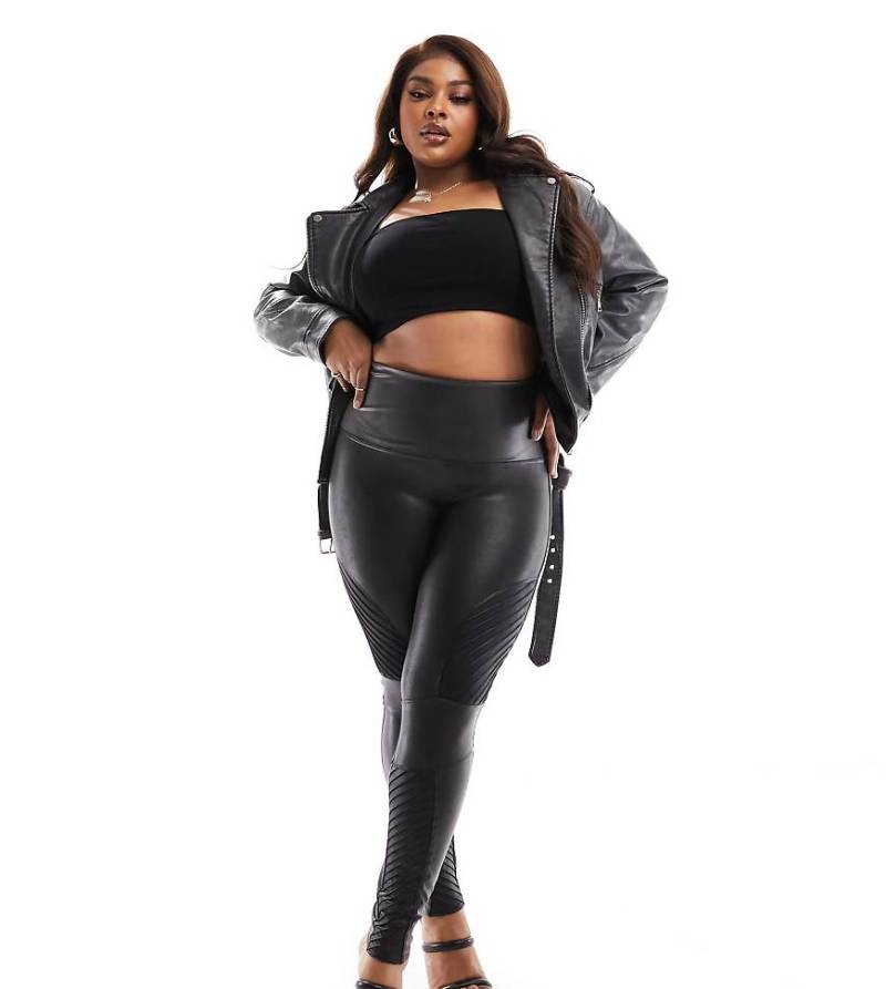 Spanx Plus - Moto - Leggings aus Kunstleder in Schwarz von Spanx
