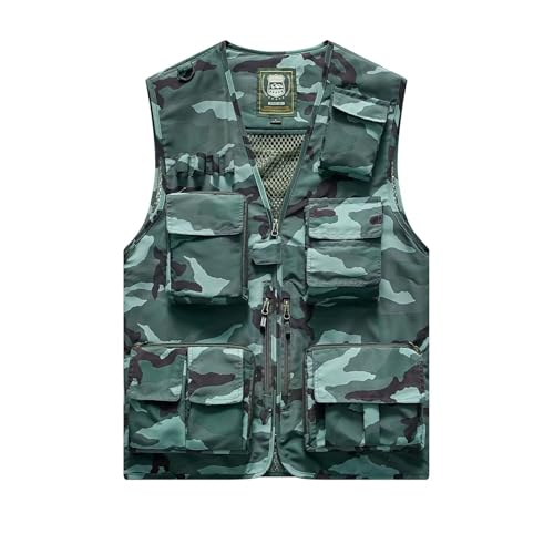 Spanye Herren Angelweste Jagd Outdoor Reise Utility Taktische Weste Arbeitsjacke Mehrere Taschen, Style 02 Camo Green, XXX-Large Spanye Herren Angelweste Jagd Outdoor Reise Utility Taktische Weste Arbeitsjacke Mehrere Taschen, Style 02 Camo Green, XXX-Large von Spanye