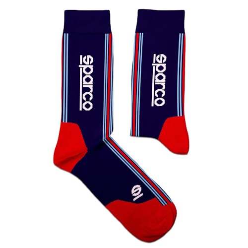 sparco Unisex Calcetines Diseño Martini-r Talla 41-46 Azul Marino/Rojo Socken, blau, 41 von Sparco