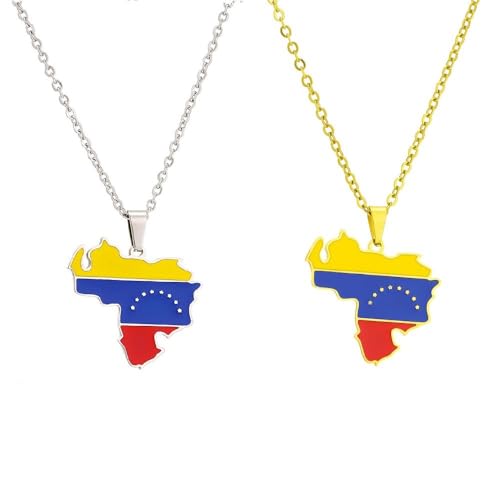 Sparctwer Ethnische Flagge Halskette Venezuela Flagge Anhänger Halskette Geschenk Schlüsselbeinkette Anhänger Charm Hip Hop Modeschmuck Damen Herren Schlüsselbeinkette Pulloverkette,Grau,45Cm von Sparctwer
