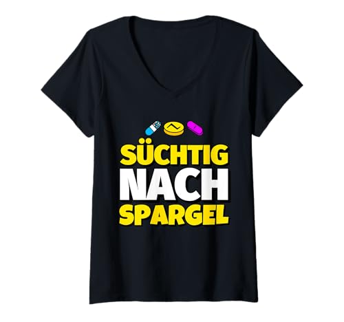 Damen Süchtig nach Spargel T-Shirt mit V-Ausschnitt von Spargel Geschenke