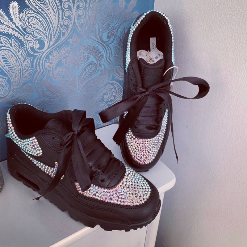Schwarz Crystal Nike Air Max 90 von SparkleManiaBoutique