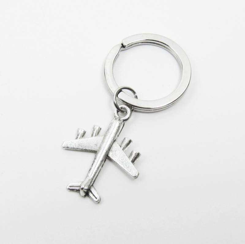 Flugzeug Schlüsselanhänger - Schlüsselanhänger, Personalisierter Anfangsname Zusatz, Individueller Geburtsstein von SparkleMod