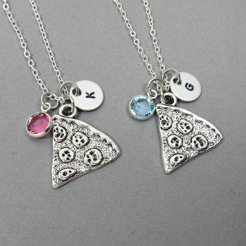 Pizza Best Friend Halskette - Personalisierte Hand Gestempelt, Maßgeschneiderte Freundschaft, Paare von SparkleMod