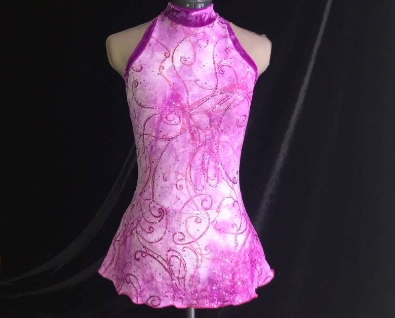 Lila Sparkle Tye Dye Wettbewerb Test Eiskunstlauf Kleid Mädchen Small, Medium, Large Und Erwachsene Small von SparkleSkatewear