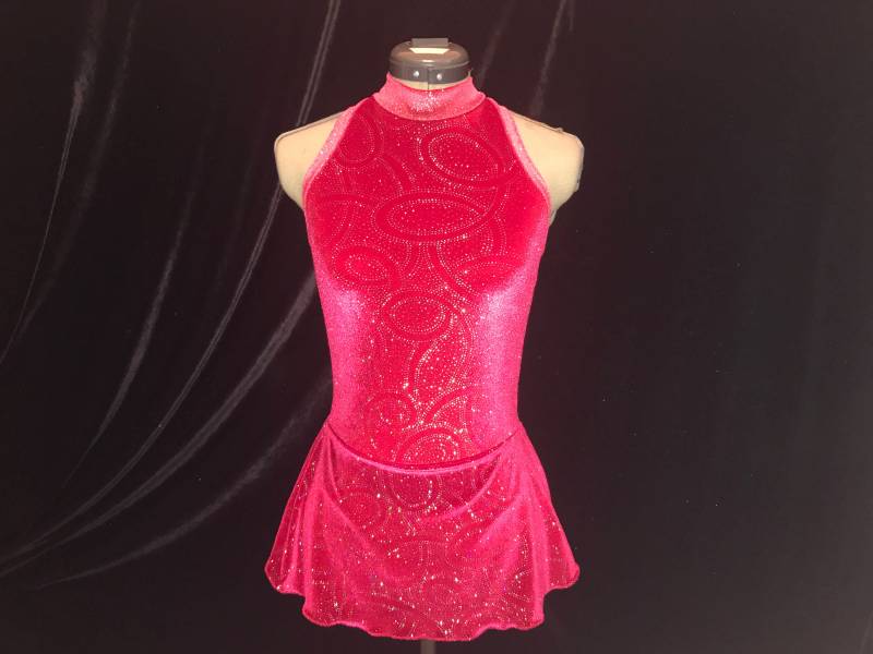 Rot Und Silber Wirbel Urlaub Zeigen Eiskunstlauf-Konkurrenz Kleid Mädchen von SparkleSkatewear