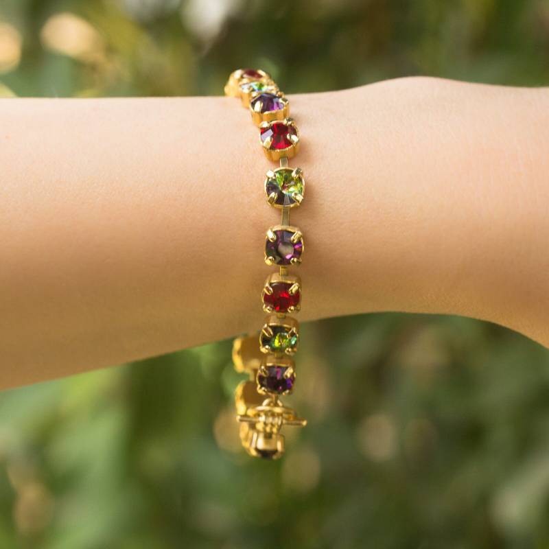 Funkelndes Rot - Grün Violettes Und Gold Swarovski Armband, Kristall Armband von SparklenLight
