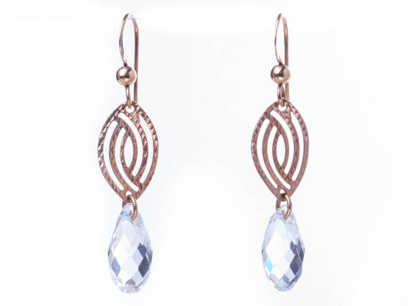 Gold Blatt Swarovski Ohrringe, Filled Zierliche Klare Blaue Kristall Kleine Teardrop Ohrringe von SparklenLight