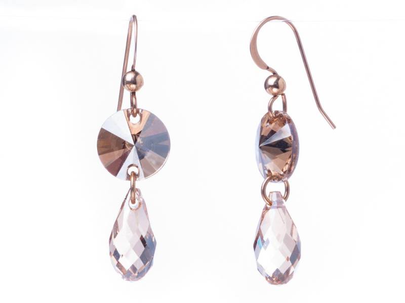 Rauchtopas Swarovski-Ohrringe, Teardrop Braune Ohrringe, Smoky Goldbraune Ohrringe von SparklenLight