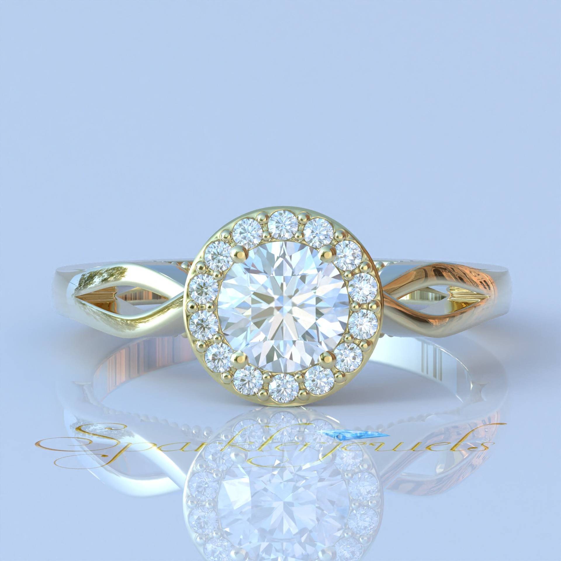 1Ct Runder Im Labor Gewachsener Diamantring Für Frauen, Halo Moissanite Verlobungsring Sie, Igi Zertifizierter Cvd Diamant Frauenring von SparklerJewelsStore