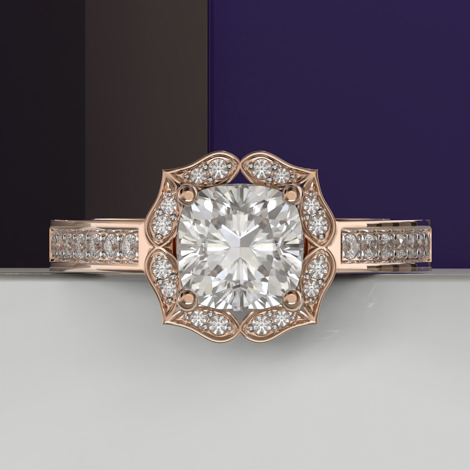 2.5Ct Smaragdschliff Moissanite Verlobungsring, Massiver Weiß/Rose Gelbgold Halo Ring Für Frauen Vorschlag von SparklerJewelsStore