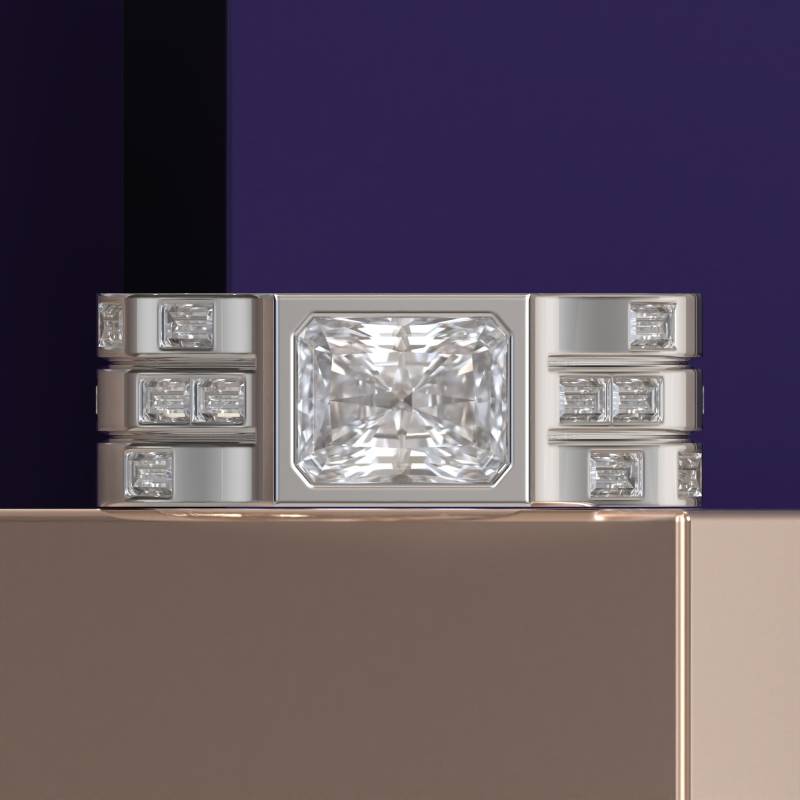 3Ct Strahlender Moissanit Herrenring, Goldring Herrenring Ehering Diamant von SparklerJewelsStore