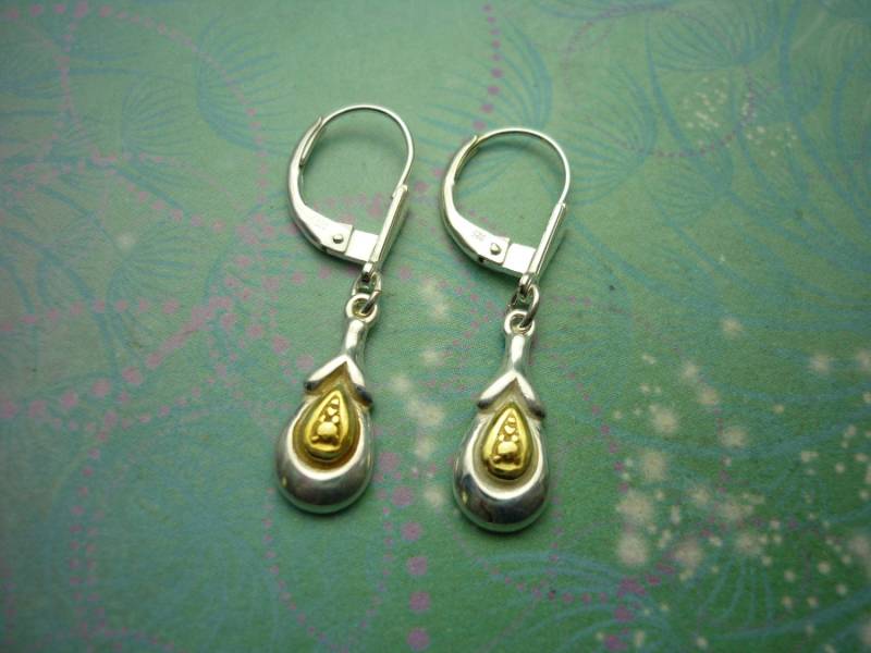 Vintage Sterling Silber Ohrringe Mit Gold Feature Tropfen Vintage Sterling Silber Ohrringe Mit Gold Feature Tropfen von SparklingDragonDesgn