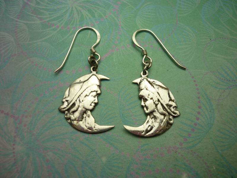 Vintage Sterling Silber Ohrringe Mondgöttin Vintage Sterling Silber Ohrringe Mondgöttin von SparklingDragonDesgn