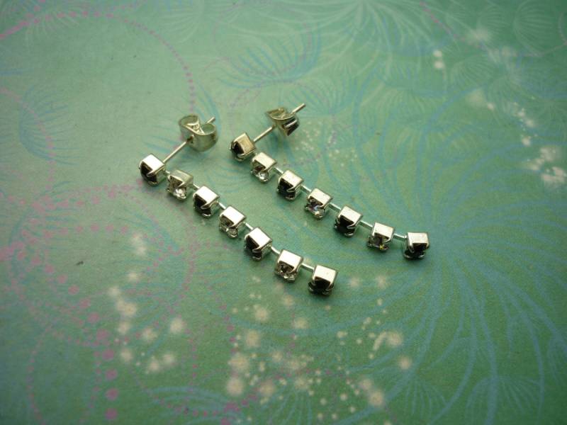 Vintage Sterling Silber Ohrringe - Schwarz & Klar von SparklingDragonDesgn