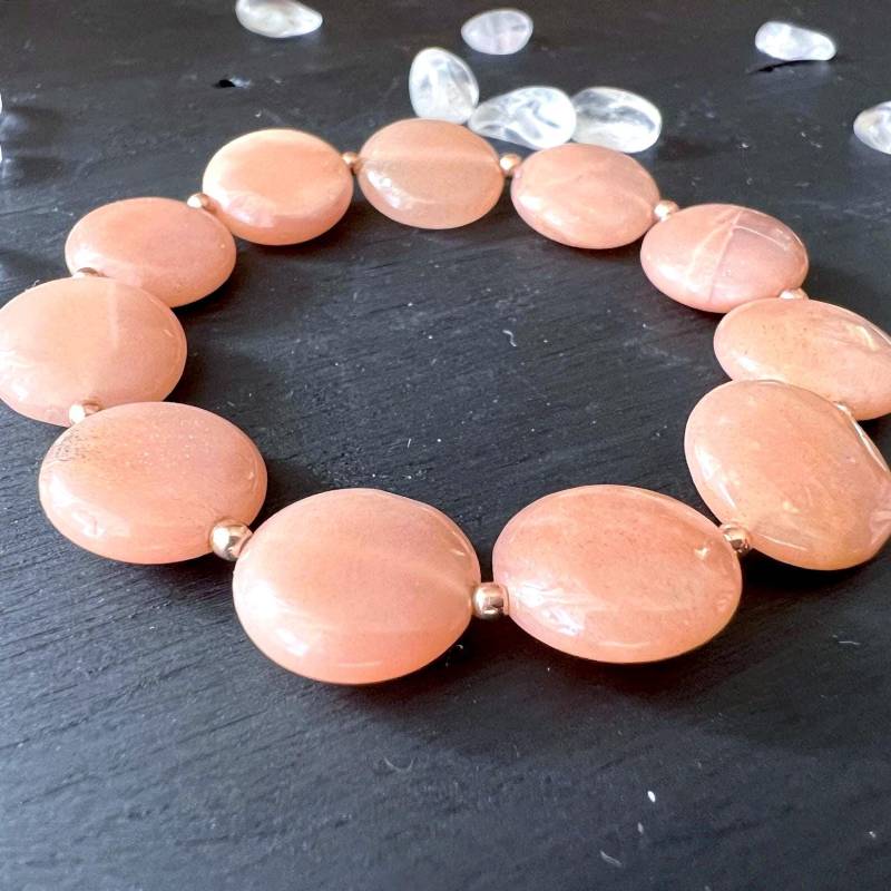 Pfirsich Mondstein Armband Orange Schimmerndes Schmuckstein Für Innere Harmonie von Sparklinginside