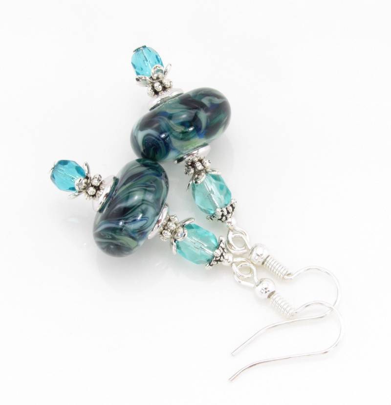 Ozean Sturm Murano Glas Ohrringe, Tief Aqua Baumeln Blau Perlen Handwerker Ozean Sturm Murano Glas Ohrringe, Tief Aqua Baumeln Blau Perlen Handwerker von SparklyBliss
