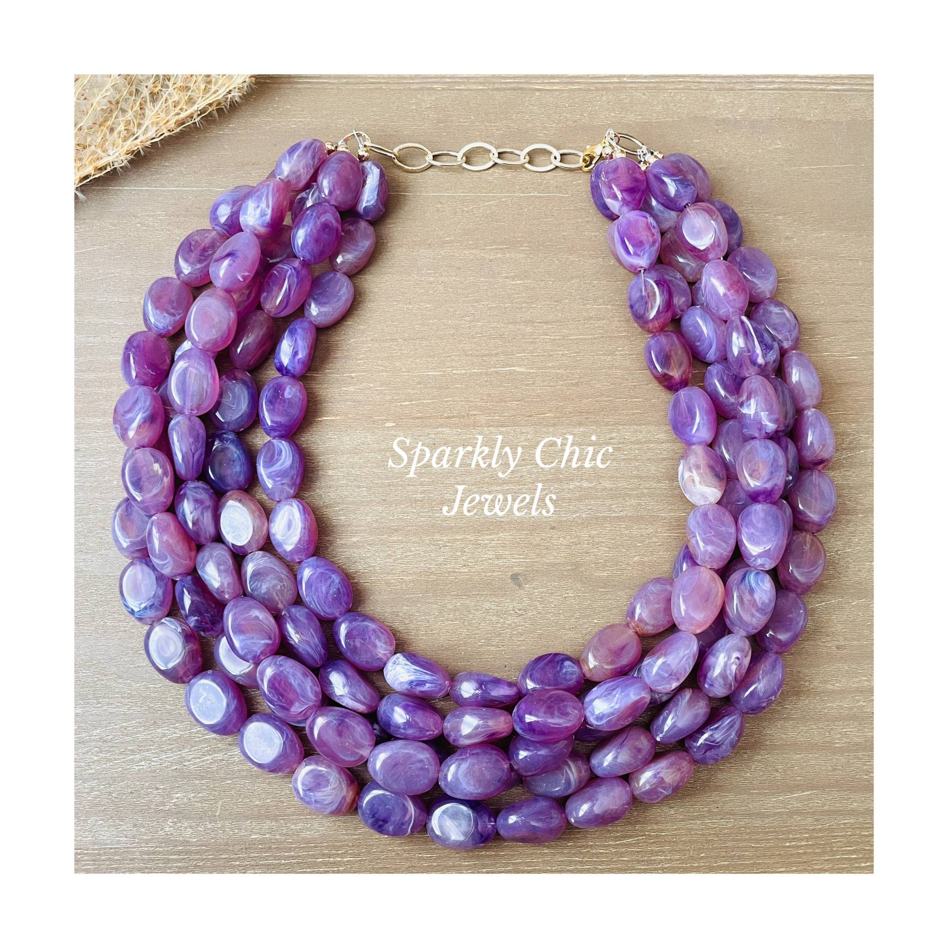 Amethyst Edelstein Halskette, Statement Inspiriert, Lila Geschenk Für Sie von SparklyChicJewels