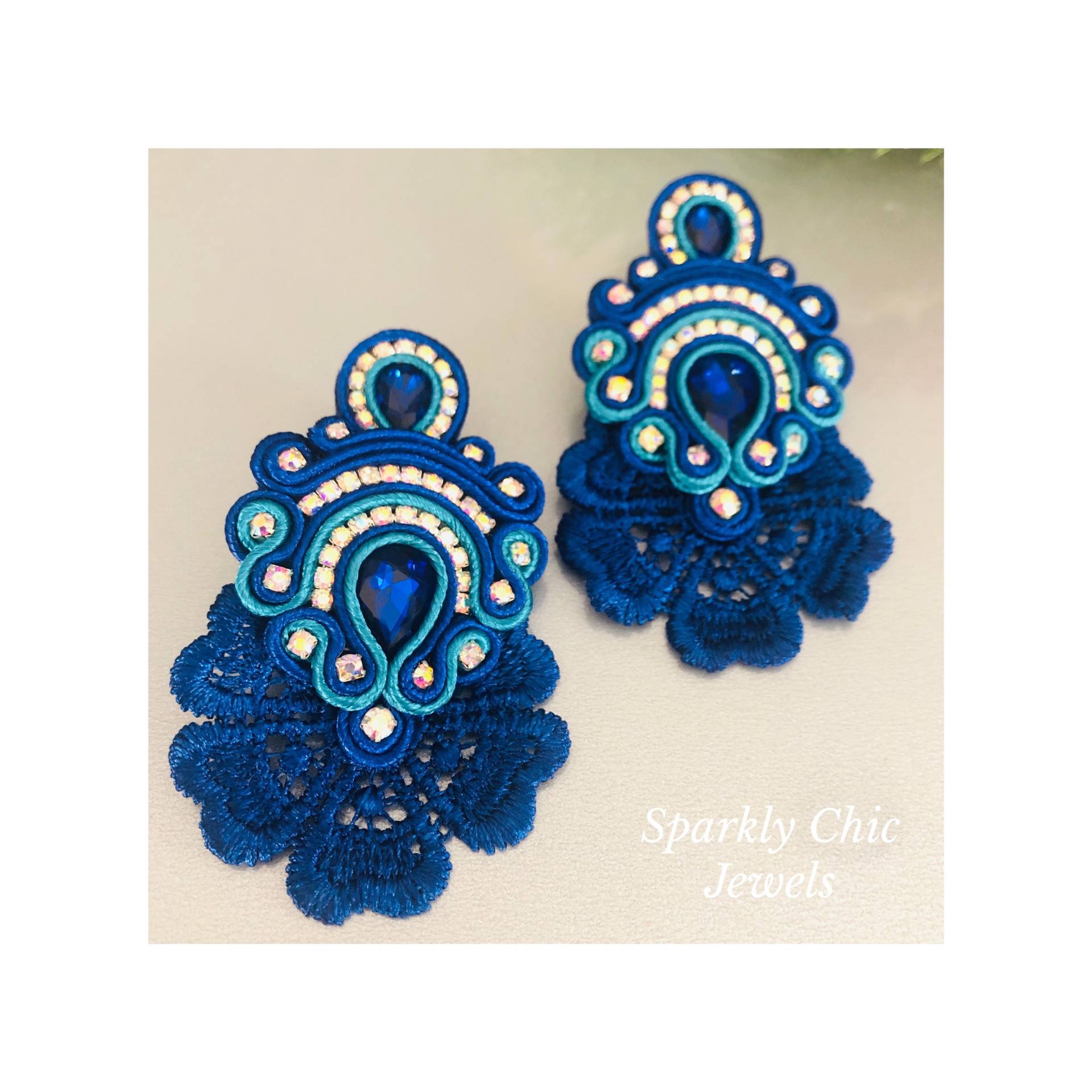 Blaue Soutache Ohrringe, Blaue Mode Vintage Geschenk Für Sie, Ohrringe von SparklyChicJewels