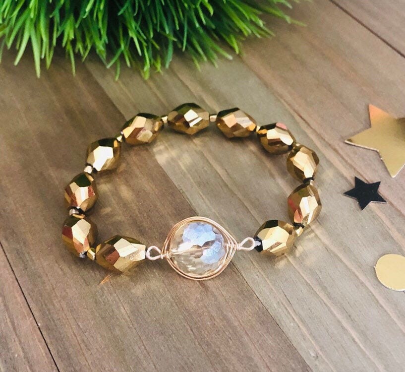 Funkelnde Gold Kristall Armbänder, Armcandy, Armband, Armband von SparklyChicJewels