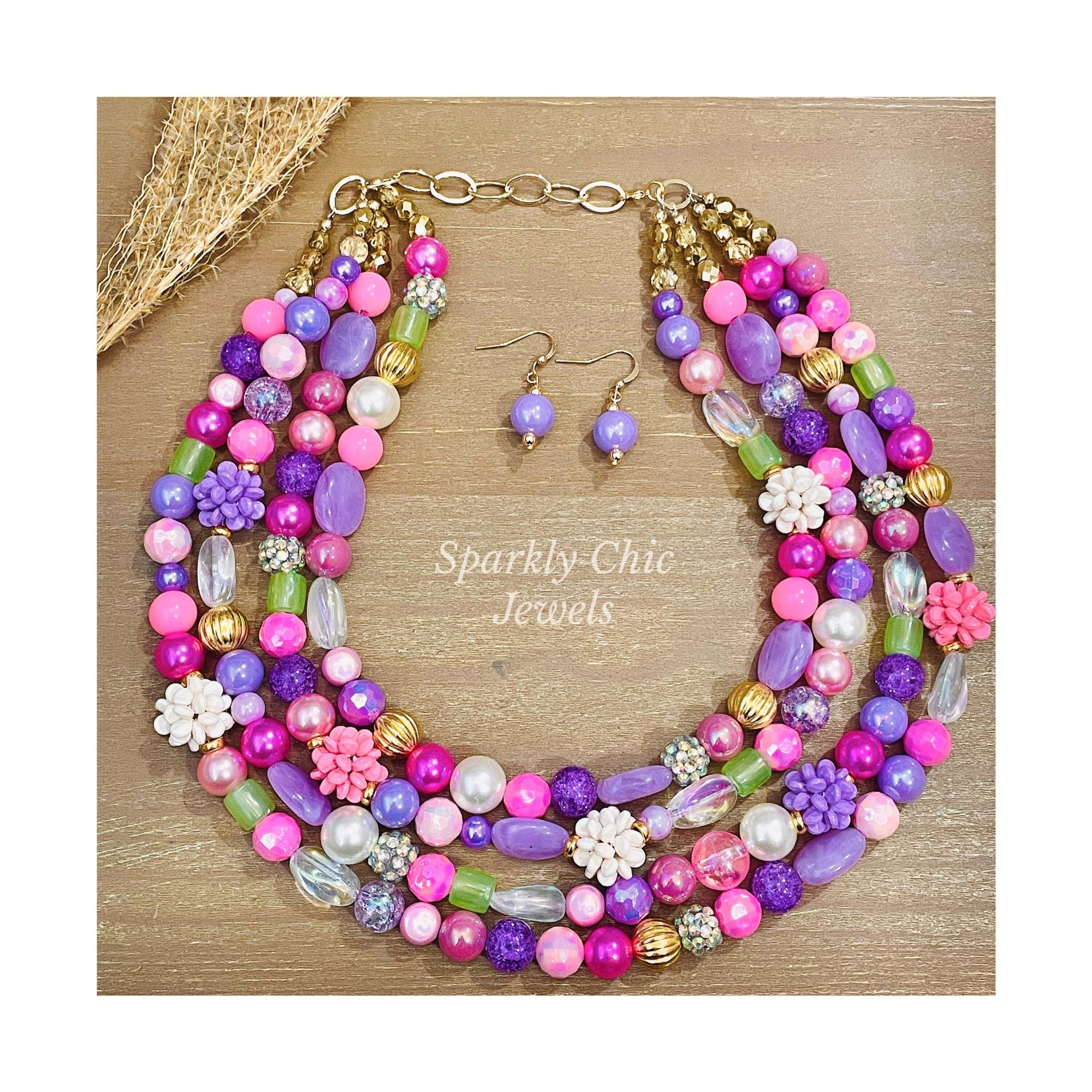 Hortensie Halskette, Blume Frühling Schmuck, Rosa Mehrstrangige Perlen Halskette Für Frauen, Geschenk Sie von SparklyChicJewels