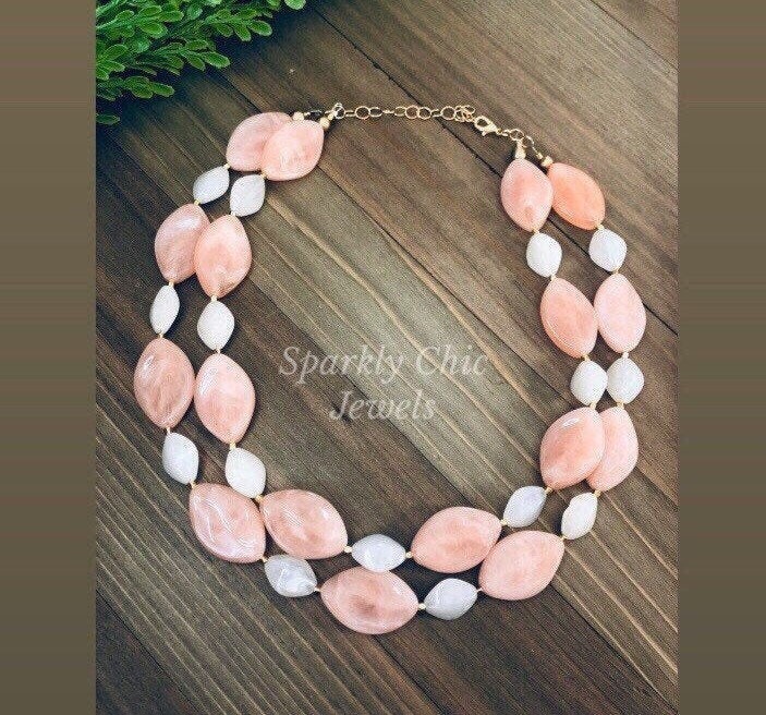 Kirschblüten Kette, Chunky Rosa Halskette, Frühlingskette, Blütenblätter von SparklyChicJewels