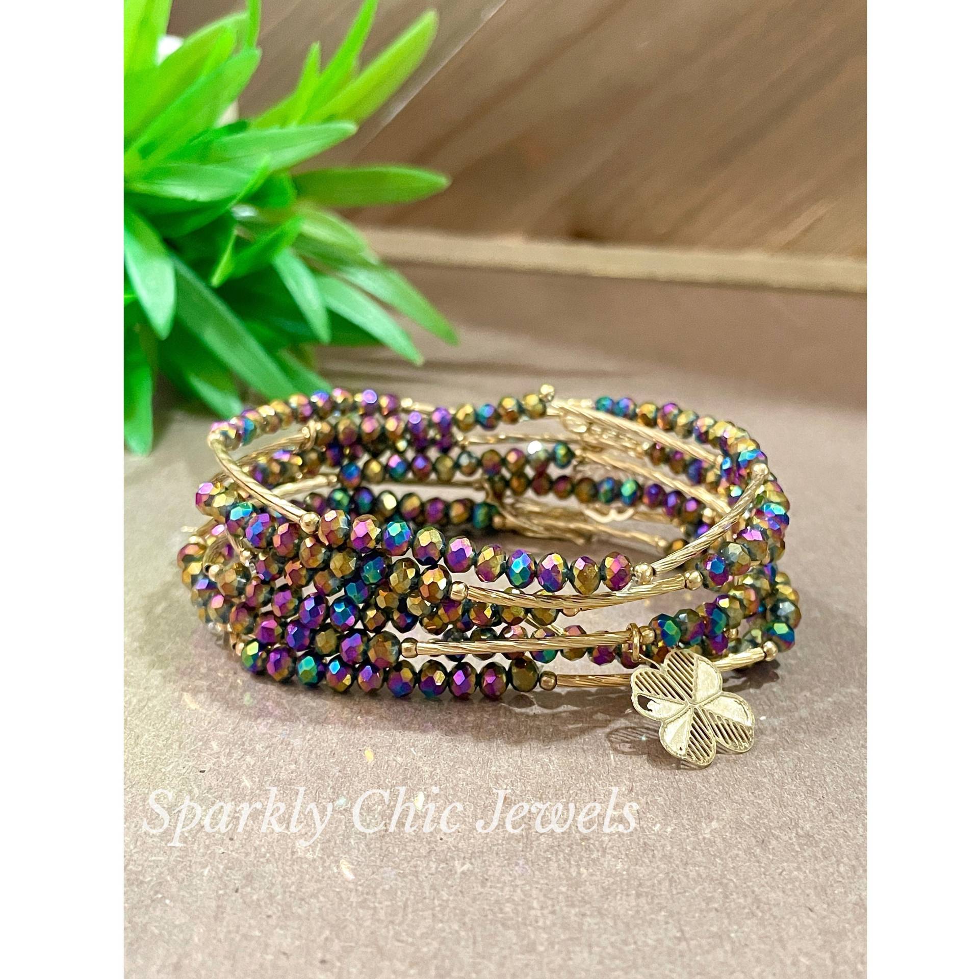 Metallic Lila Armband Stapel, Charm Armband, Vergoldet, Geschenk Für Sie, Funkelnde Semanario von SparklyChicJewels