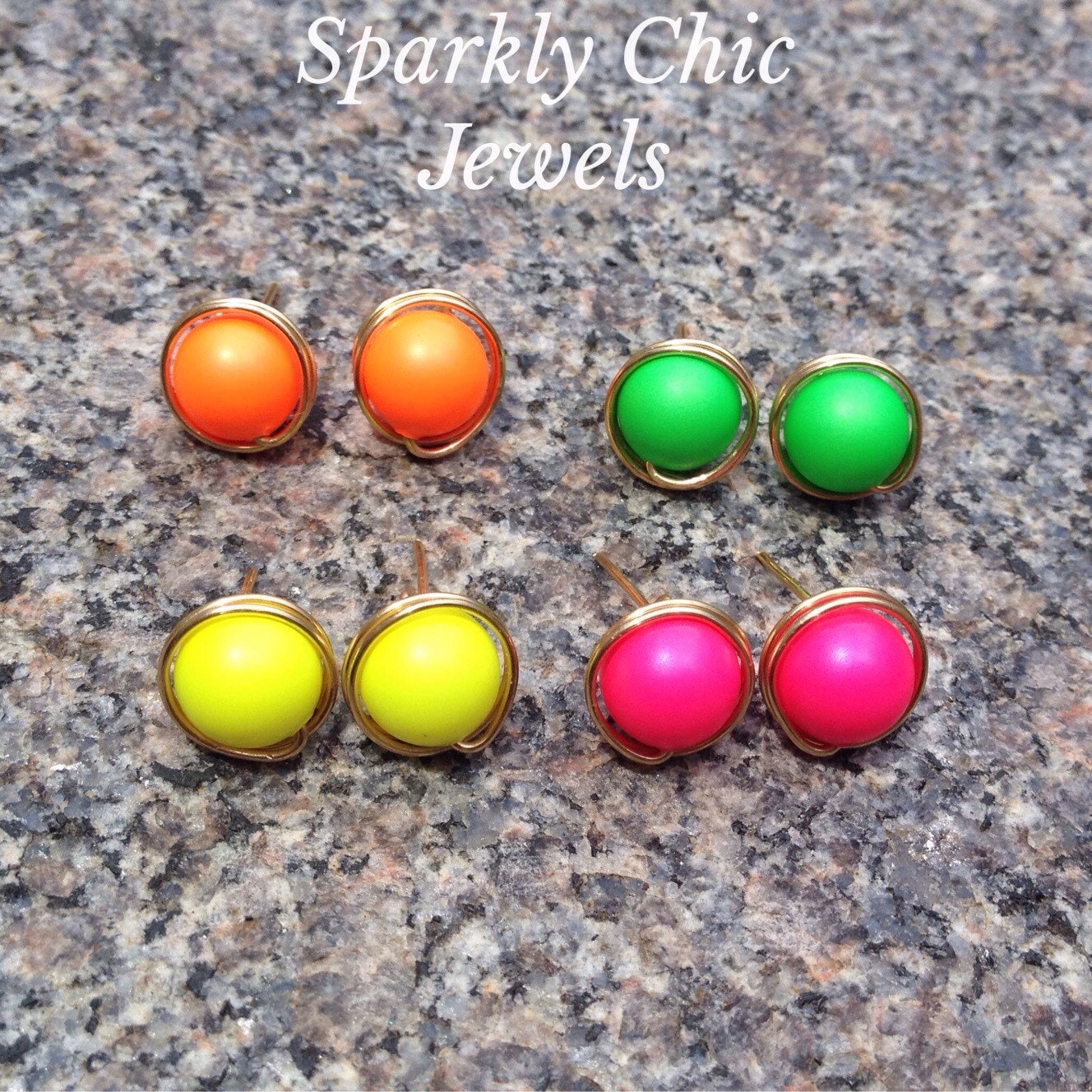 Neon Swarovski Perle Ohrstecker, Neon Ohrringe, Swarovski Neon, Ohrstecker, Sommer Schmuck, Schmuck von SparklyChicJewels