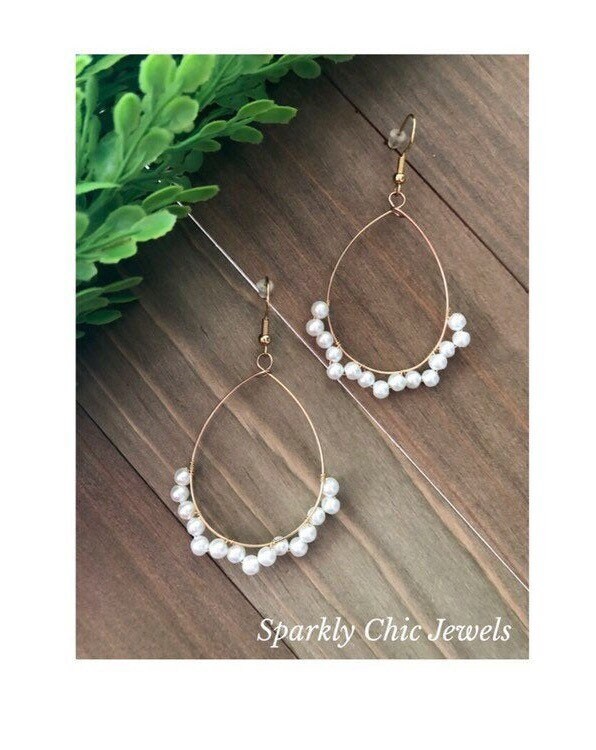 Perlen Ohrringe, Brautjungfern Hochzeit, Schmuck, Schicker Statement Tropfen Ohrringe von SparklyChicJewels