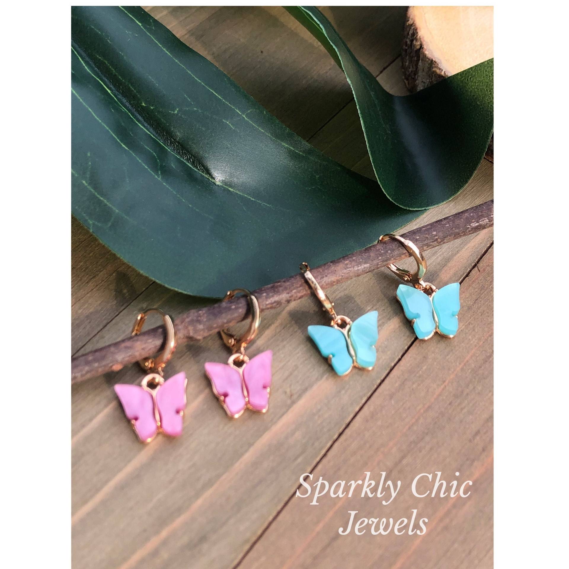 Schmetterling Ohrringe, Acetat Acryl Charm, Geschenk Für Sie, Geburtstagsgeschenk, Frühling Schmuck von SparklyChicJewels