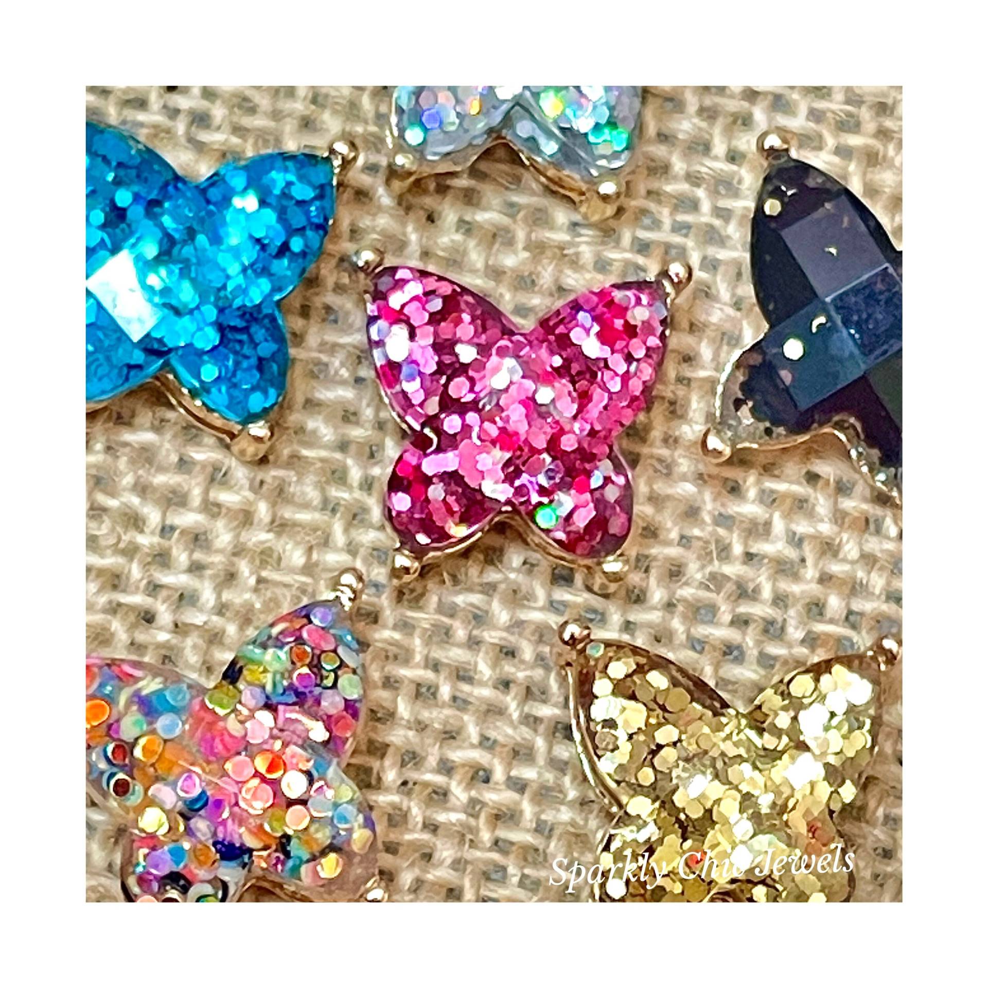 Schmetterling Ohrstecker, Funkelnde Ohrringe, Glitzer Geschenk Für Sie, Frühling Schmuck, Zierlichen Schmuck von SparklyChicJewels