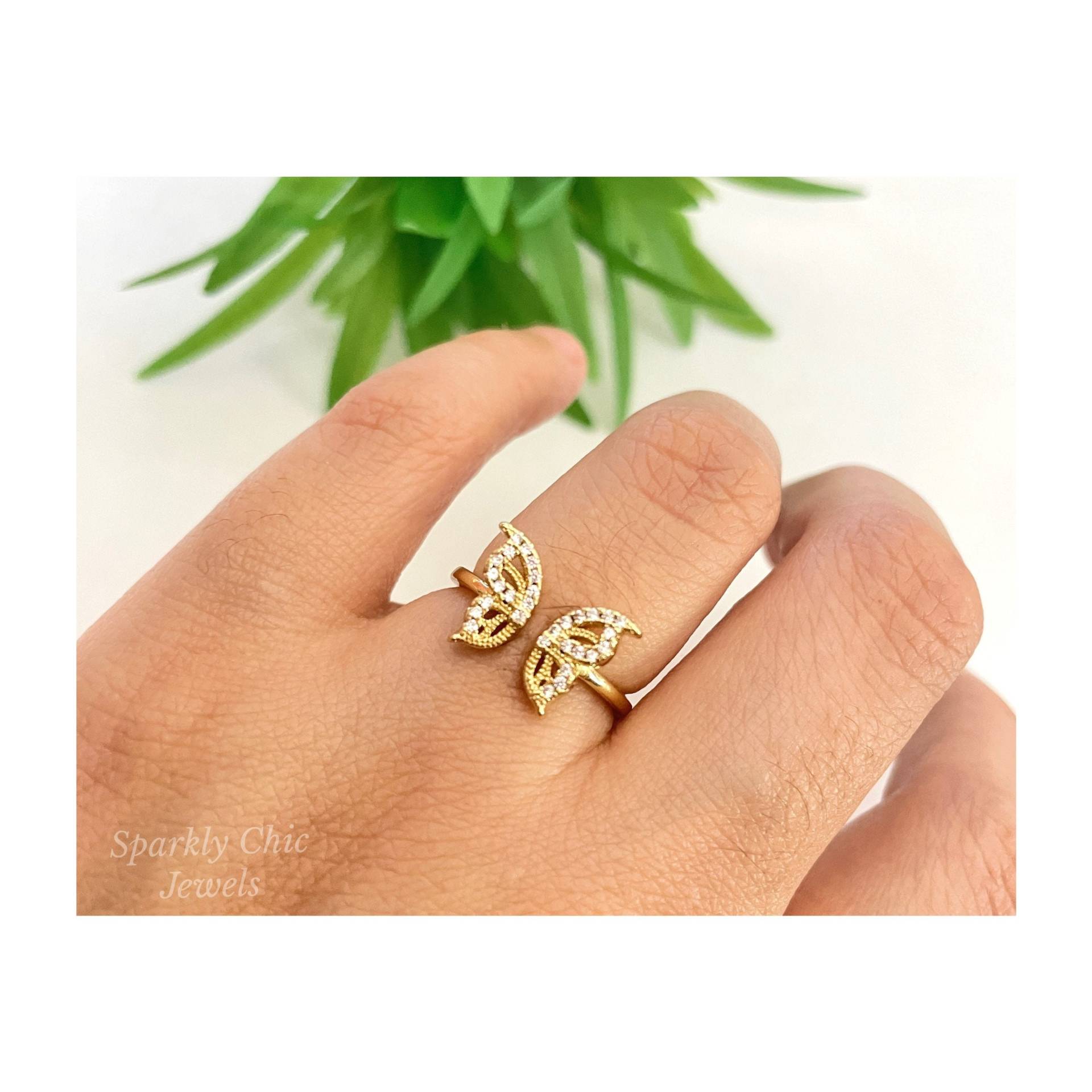 strass Schmetterling Ring, Vergoldeter Frühling Schmuck, Zierliche Modeschmuck, Ring von SparklyChicJewels