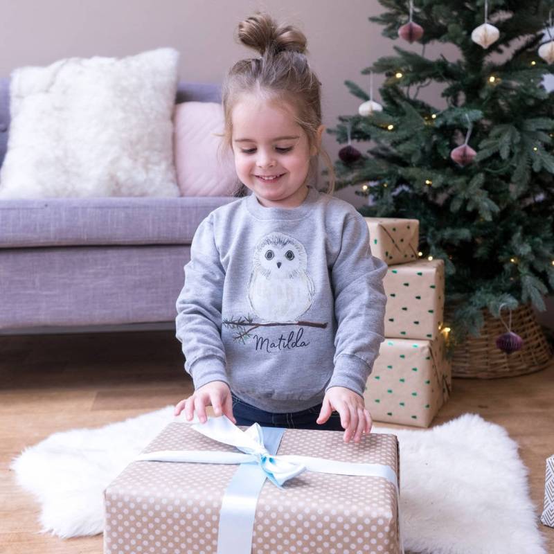 Kinder Eule Pullover - Weihnachtspullover Eulenpullover Personalisierter Kinderpullover Kleidung von SparksAndDaughters