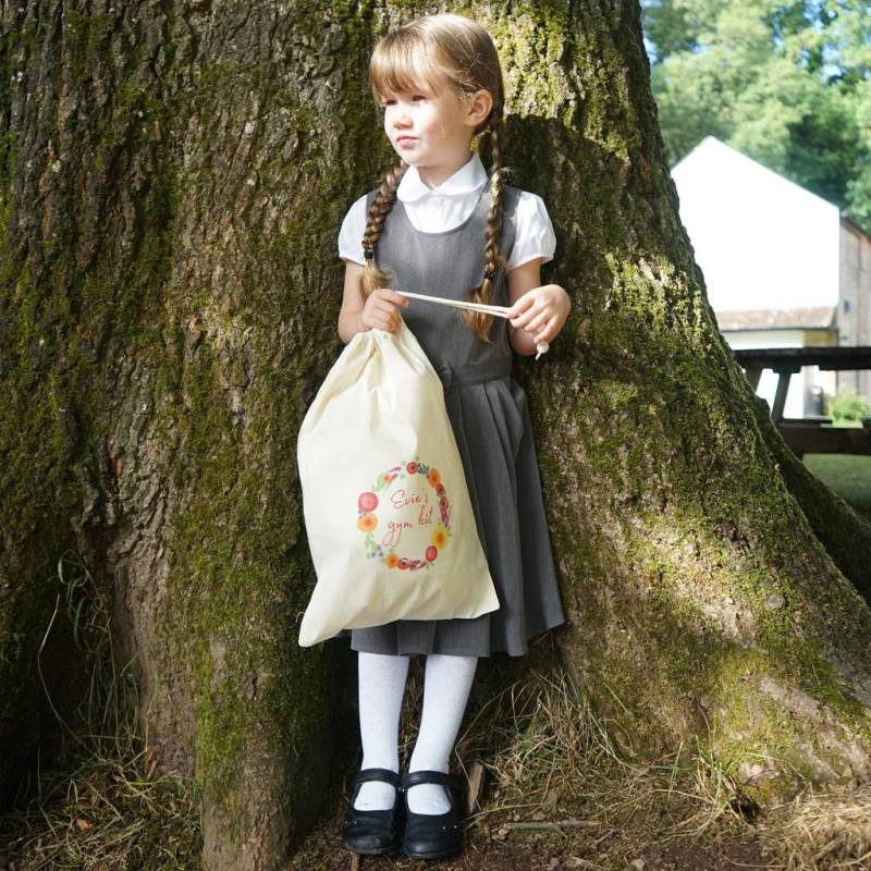 Kinder Turnbeutel - Schule Pe Tasche Mädchen Personalisiert Blumen Kranz von SparksAndDaughters