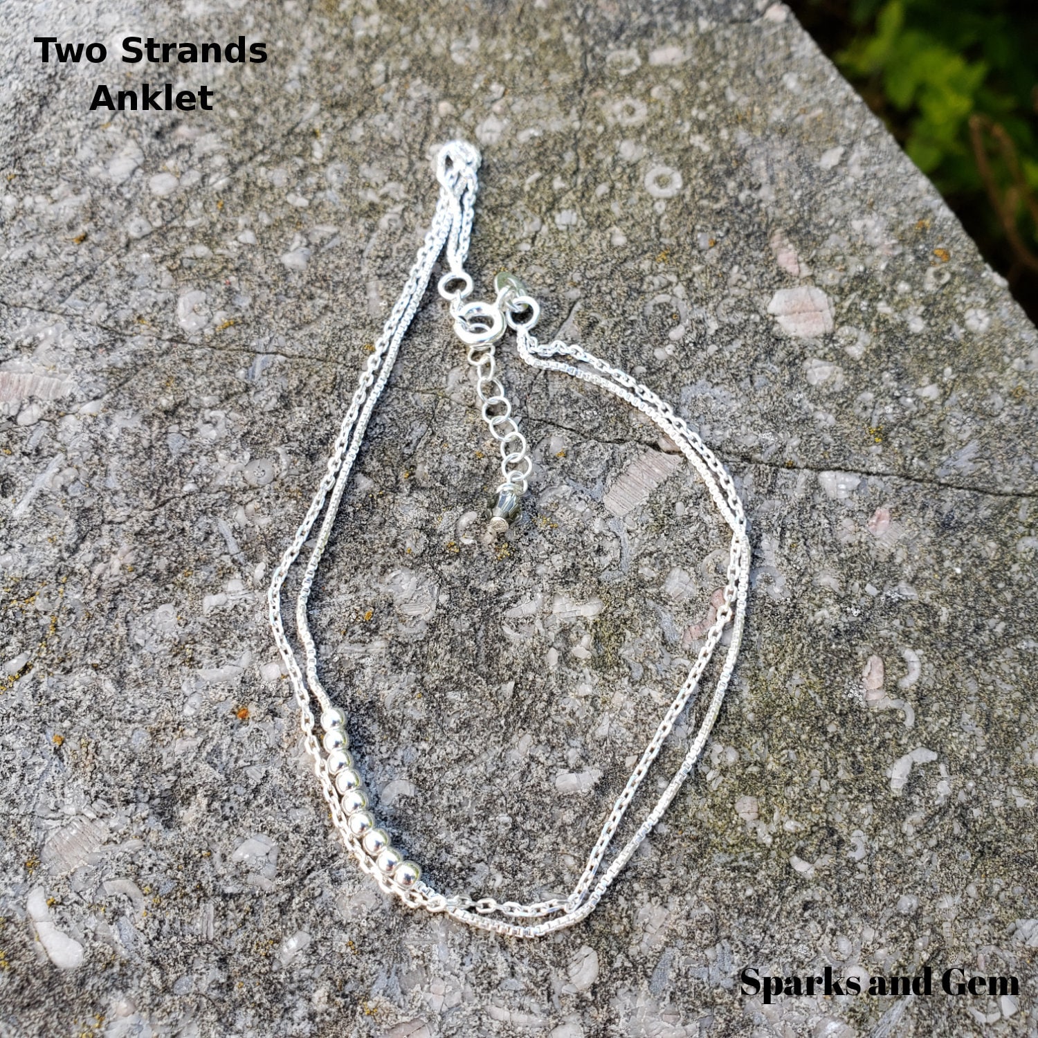 9 "+ 1" Doppelstrang-Fußketten-Fußkettchen Mit Swarovski-Perle 925 Sterlingsilber 2-Schicht-Kette Mann Frau Garderobe Accessoire Halbedelmetall von SparksAndGem