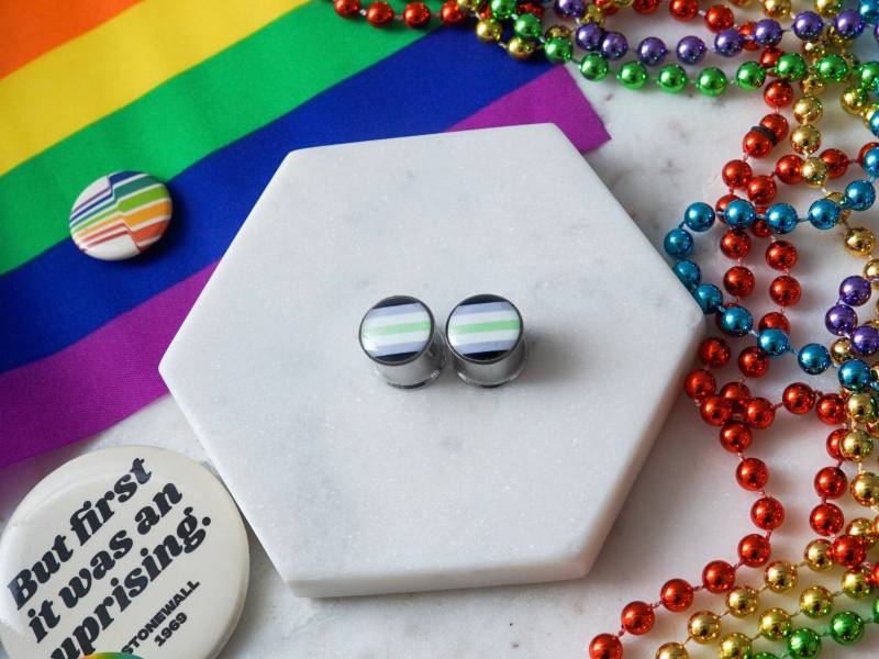 Agender Flagge Plugs | Custom Gay Pride Messgeräte Handgemachter Plug Schmuck Double Flare Oder Single Größen Von 0G-1" von SparqPlugs
