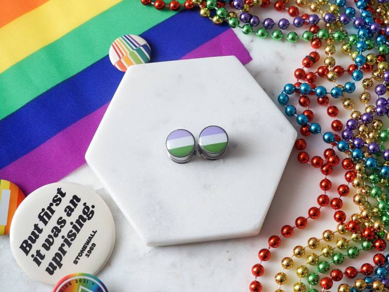 Genderqueer Flagge Plugs | Custom Gay Pride Messgeräte Handgemachter Plug Schmuck Double Flare Oder Single Größen Von 0G-1" von SparqPlugs