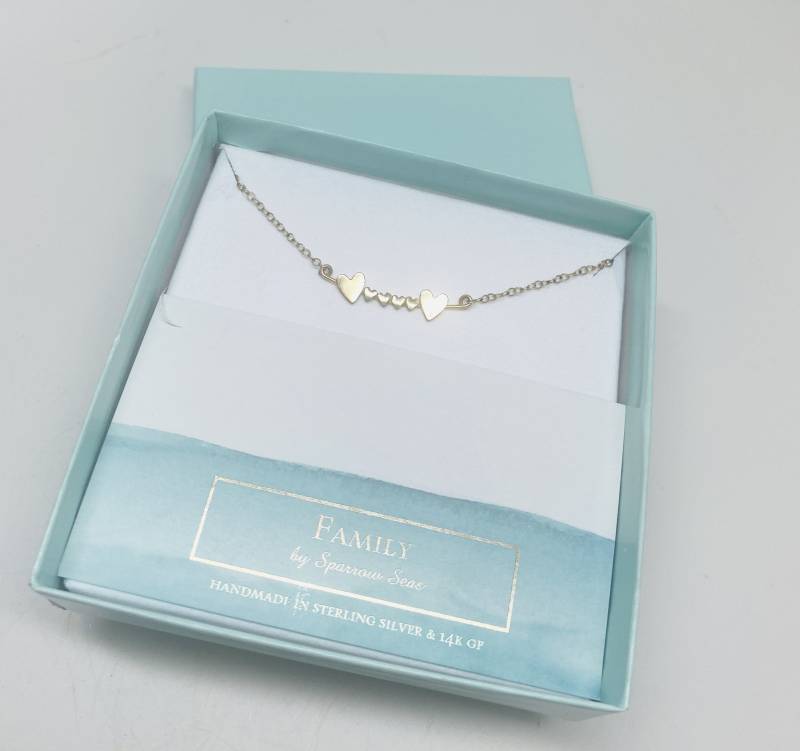 Familie Of Six Herzen Halskette Sterling Silber Oder 14Kgf Familie Of Six Herzen Halskette Sterling Silber Oder 14Kgf von SparrowSeas