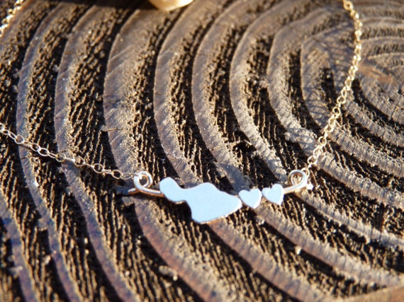 Nur Maui'd, Zwei Verliebte Herzen in Maui Island Halskette 14 Kgf Oder Sterling Silber Nur Maui'd, Zwei Verliebte Herzen in Maui Island Halskette 14 Kgf Oder Sterling Silber von SparrowSeas