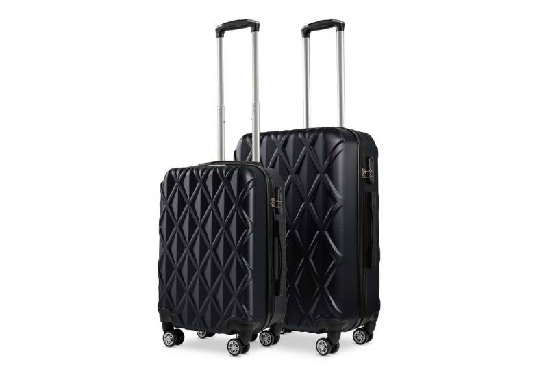 Sparsando Hartschalen-Trolley Hartschalen-Kofferset Premium-Qualität ABS-Gepäcktrolley&Design-Muster, 4 x 360° Zwillings Rollen, 360° drehbare 4 Rollen Teleskopgriff wasserdicht von Sparsando