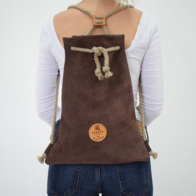 Boho Braune Schultertasche Unisex Mit Wildleder - Leder Georgia von SpartaSandals