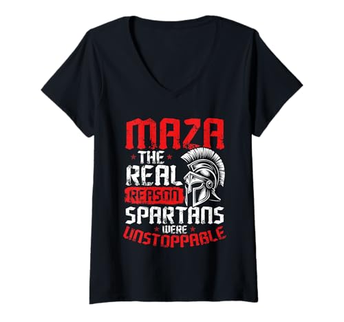 Damen Sparta Graphic Spartan Funny Maza Warrior Griechisches Design T-Shirt mit V-Ausschnitt von Spartan Ancient Greece Mens Graphic Greek